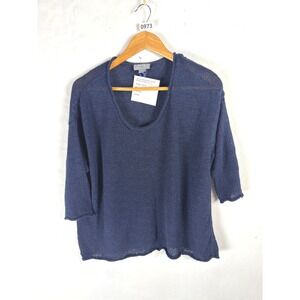 Jana Navy Blue Knit Scoop Neck 3/4 Sleeve knit top XL